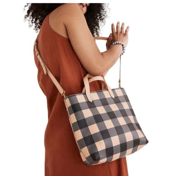 Madewell the zip-top transport crossbody gingham - Picture 1 of 12